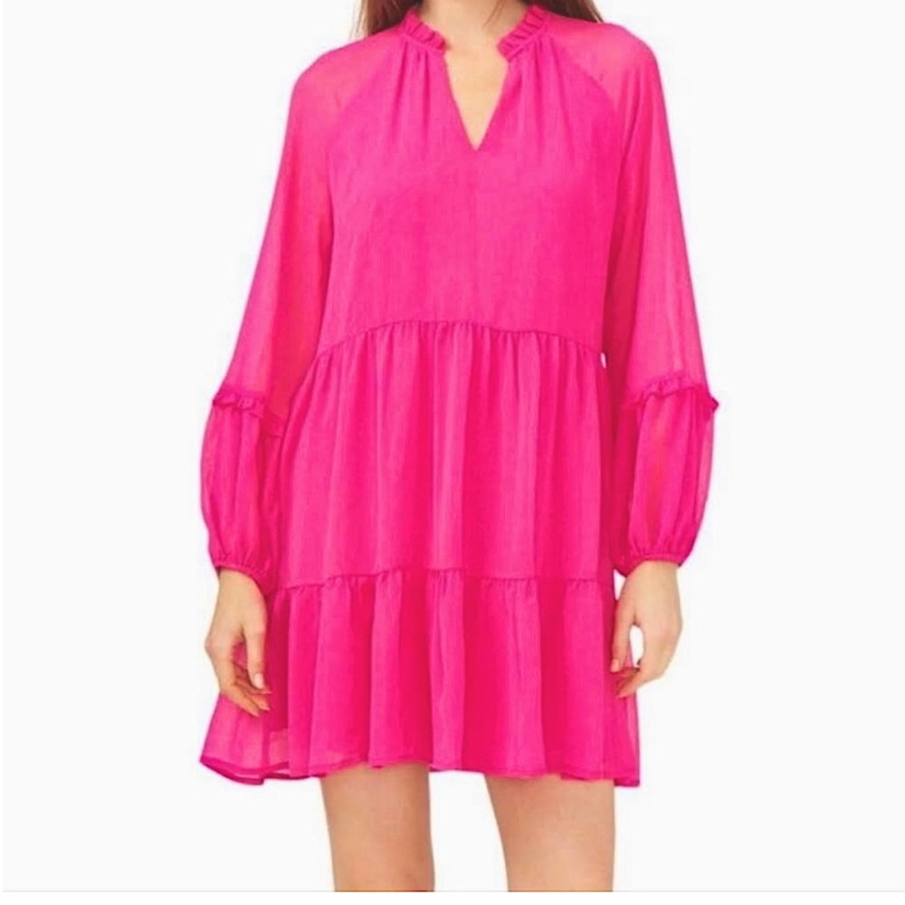 Vince Camaro Women’s Pullover Dress Size Small in Hot Pink Three Tier